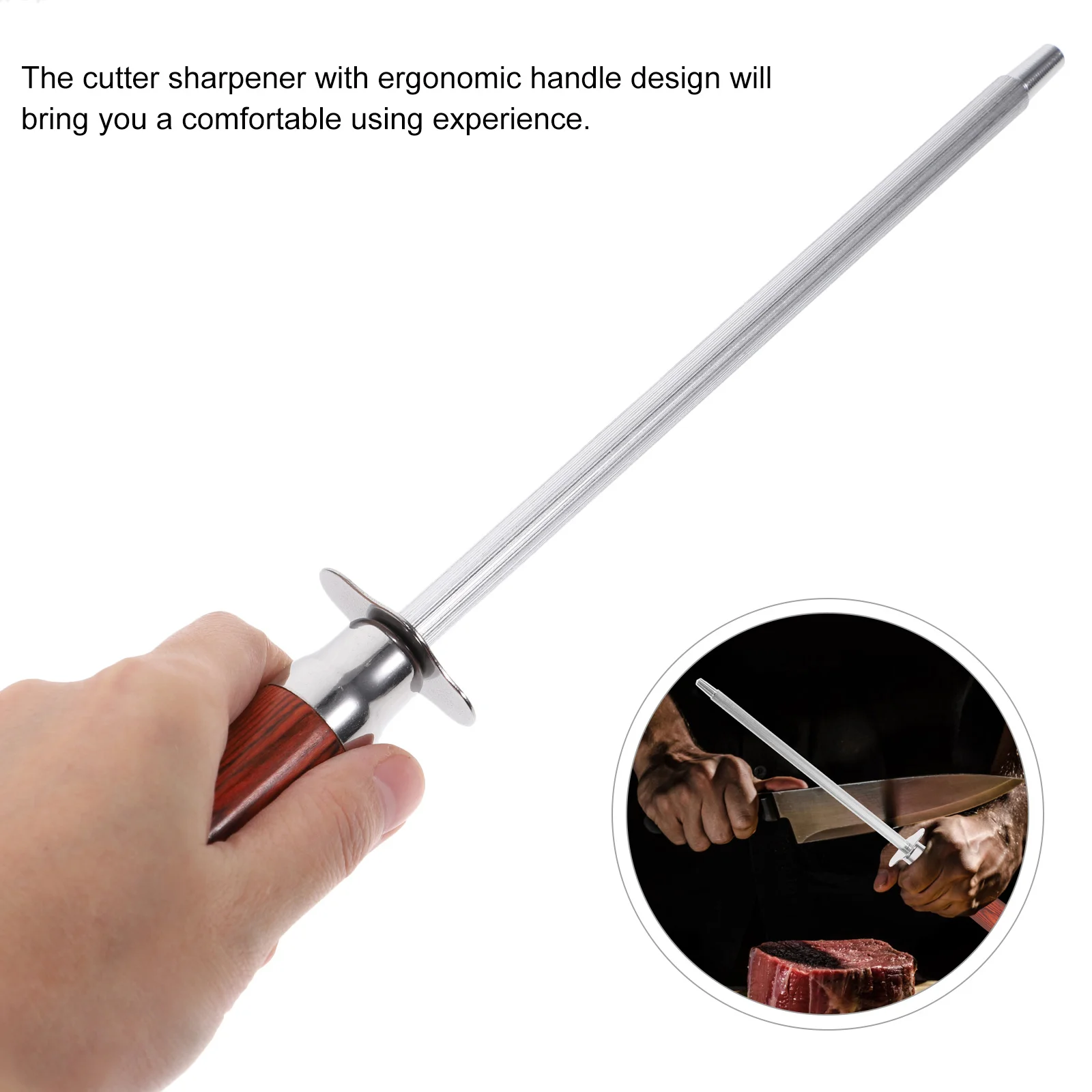 

Kitchen Cutter Sharpening Rod Stainless Steel Professional Sharpener Fine Grain High Hardness Quick Sharpening Tool For