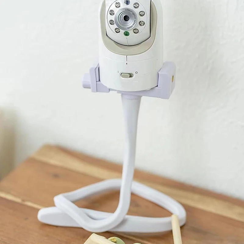 Universal Baby Monitor Holder Longer White Flexible Silicon Camera Stand Ideal IP Camera Mount Hole-Free Crib Cradle Rod