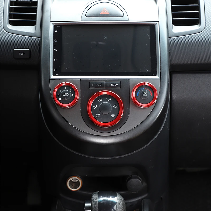 

For Kia Soul AM 2009 2010 2011 2012 2013 Aluminum Alloy Silver/red Car Air Conditioner Knob Ring Cover Trim Car Accessories