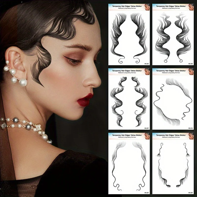 

1-листовая временная татуировка с краями волос, наклейка, водонепроницаемая прочная временная татуировка