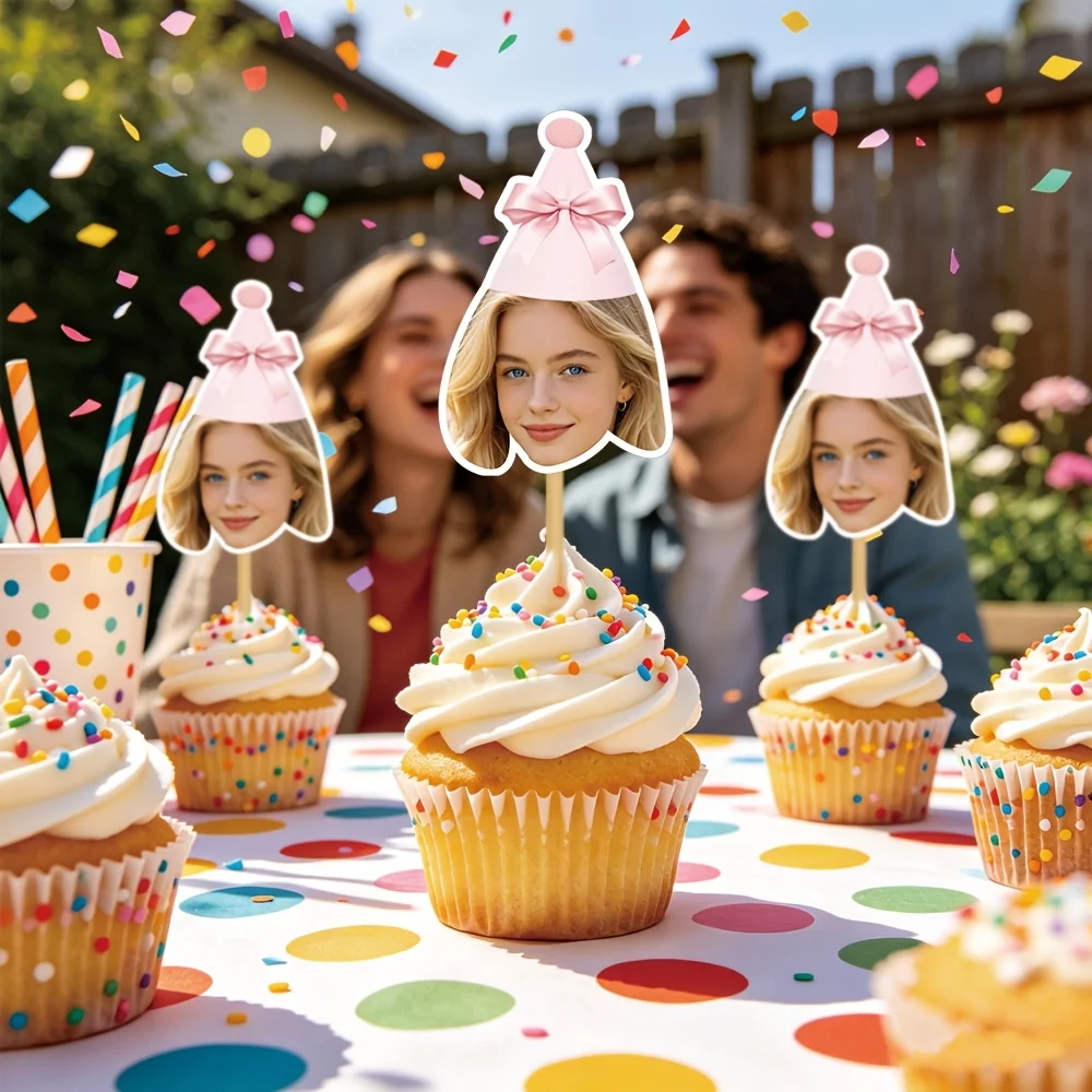 Party Hat Cone - 24/48pcs Pink/Blue Bow Cone Hat Cake
