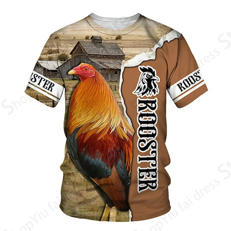 Animal Vintage Men\'s T-shirt 3d Rooster Print T-shirts Men Women Fashion Short Sleeve Tshirt Kid Hip Hop Tops Tees Male Camiseta