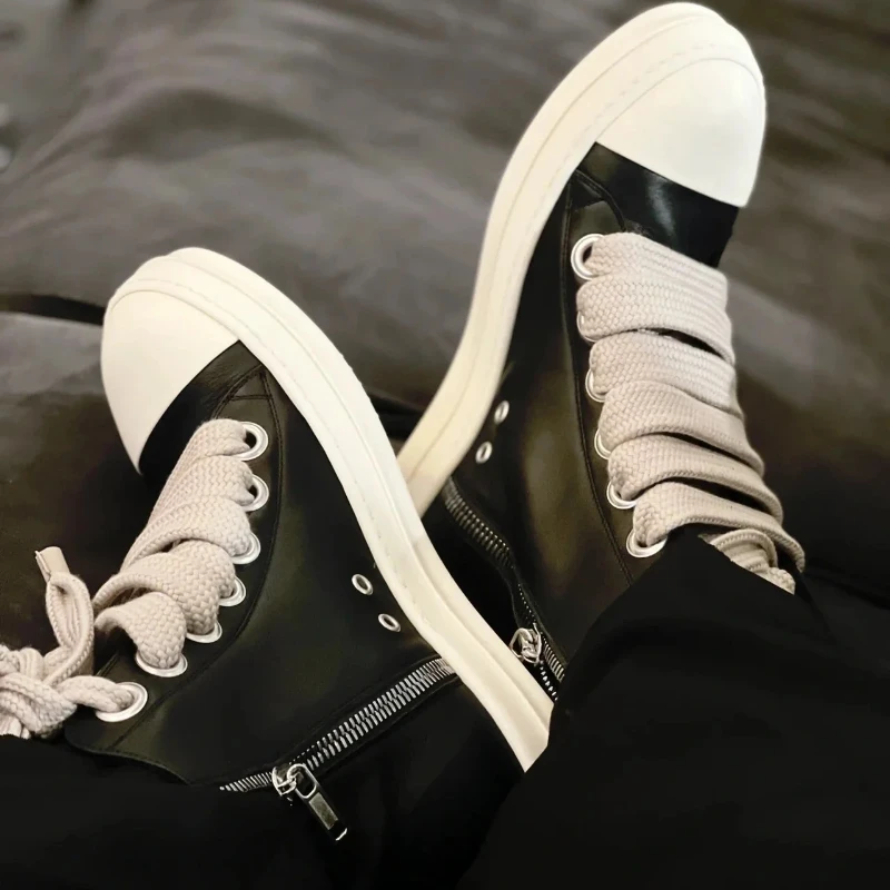 Sneakers Shoes Woman Owens Men\'s Casual Shoes 2025New Lace-up Thick Bottom High Top Shoes Canvas Punk Couple Trend Shoes