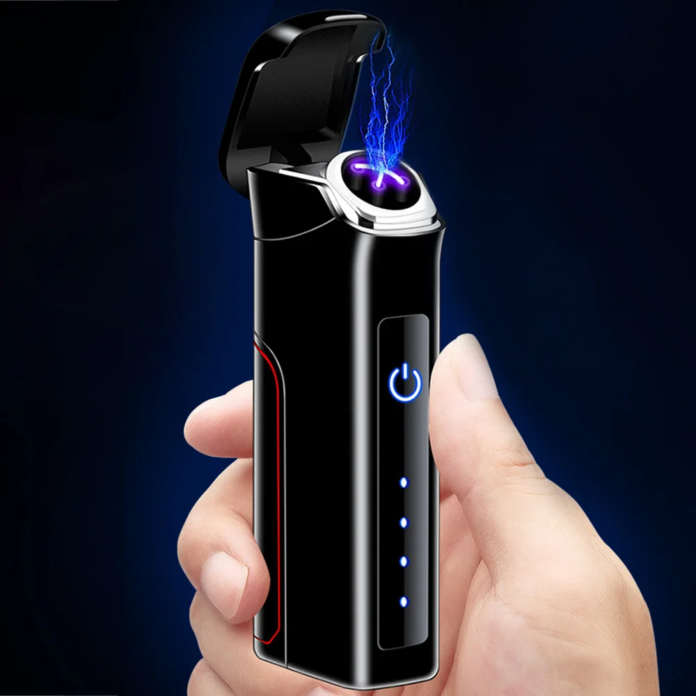 Smart Touch Rechargeable Windproof  Double Arc Plasma Lighter Interchangeable 14450 Battery Lighter USB Electronic Lighter Gifts