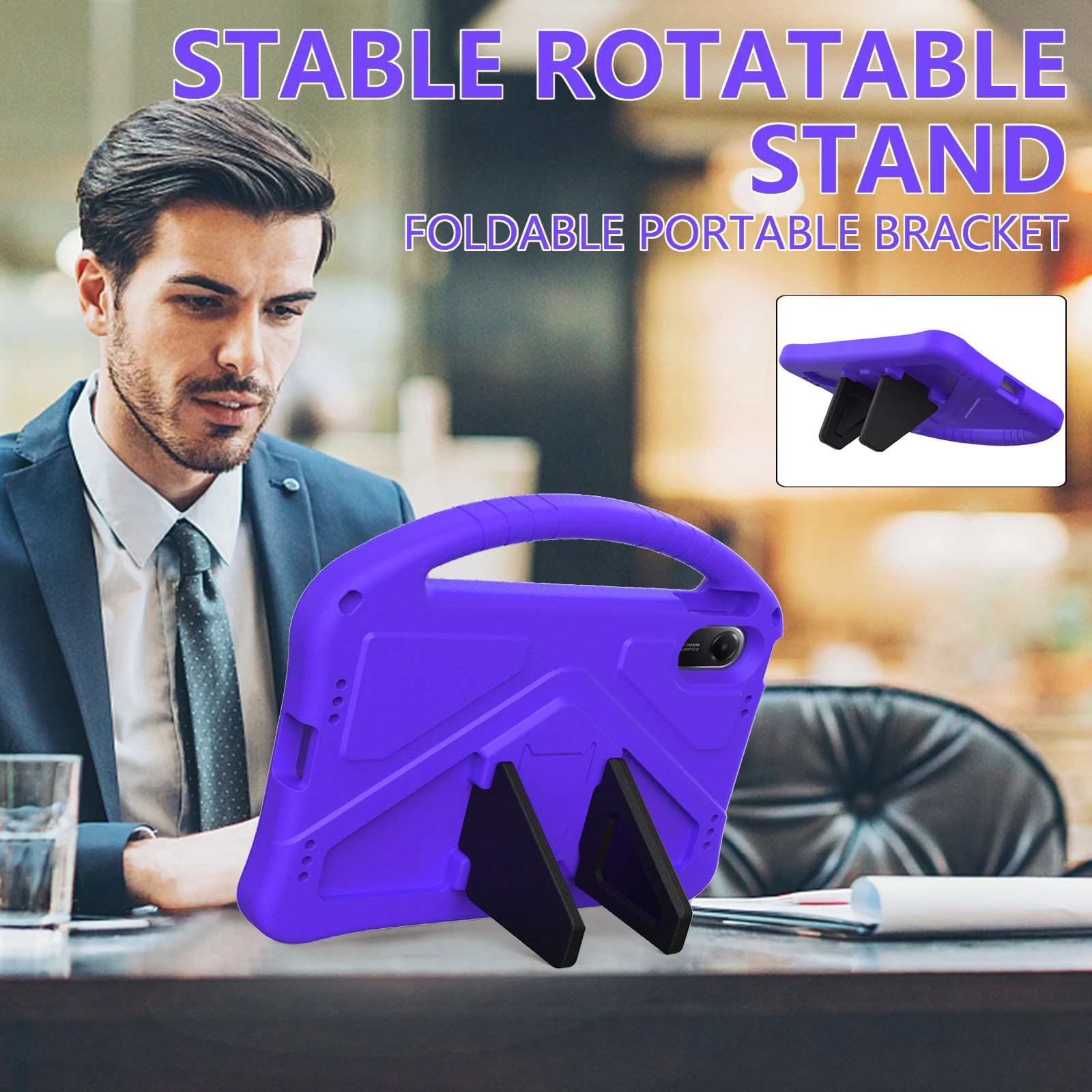 For Xiaomi Redmi Pad 2 Case EVA Tablet Cover with Handle Kickstand Children Friendly - Purple