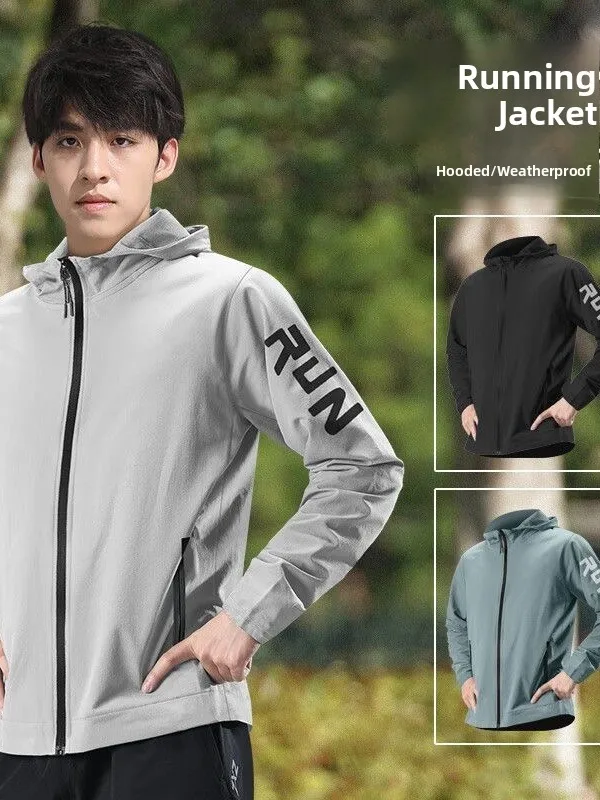 Men's Windproof Running Jacket Quick Dry Cycling Climbing Waterproof Training Clothes Casual Style Polyester Nylon Composite ...