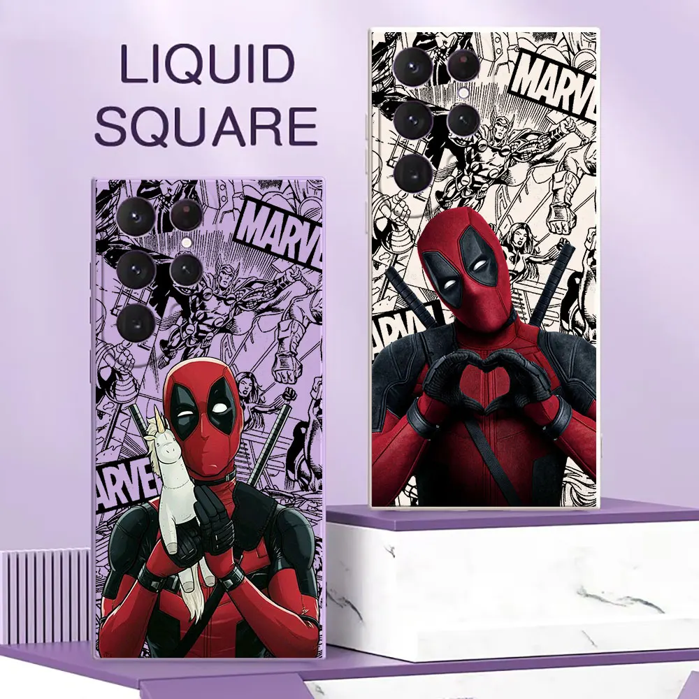 Marvel Deadpool Funny Phone Case For Samsung Galaxy S25 S24 Ultra S23 S22 Plus S21 S20 FE S10 S9 S25Ultra Liquid Silicone Cover