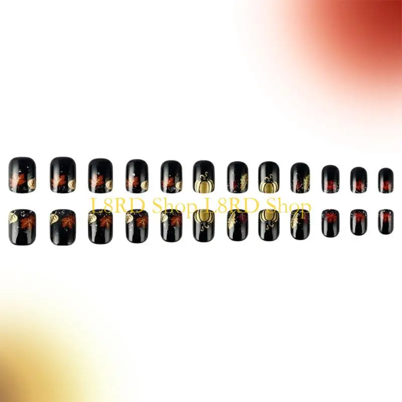 L8RD Thanksgiving Set French Short Square Press on Manicure Art
