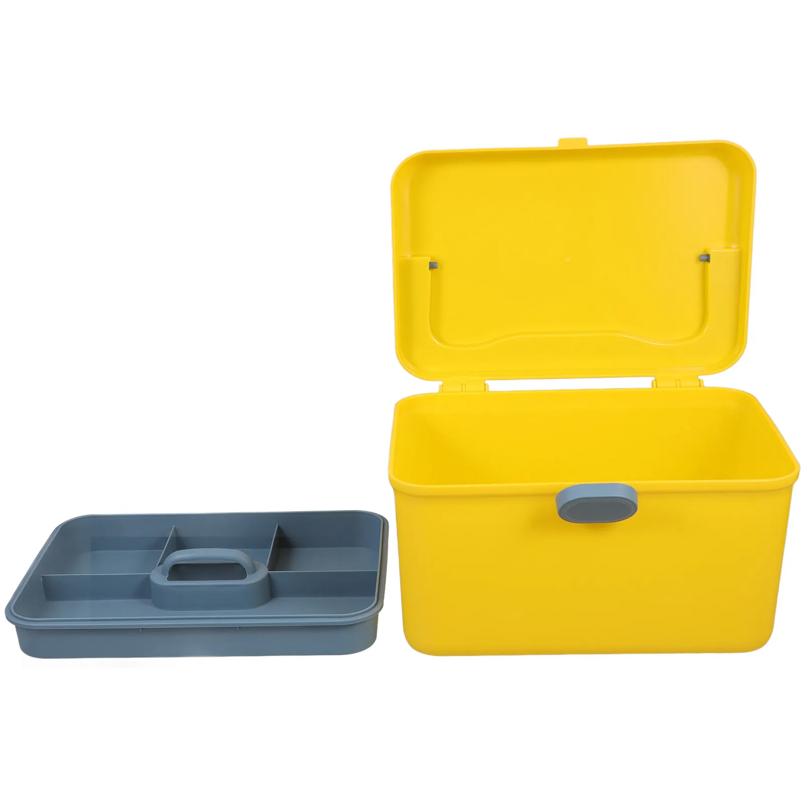 

Большая медицинская сумка-органайзер синего цвета из пластика с ручкой для хранения и перевозки медикаментов в экстренных случаях