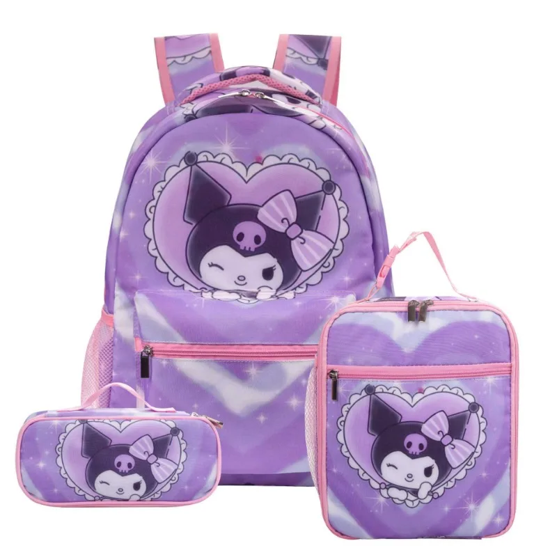 Kawaii Hello Kitty Torba Plecak Piórnik Trzyczęściowy Zestaw MINISO Anime Kuromi Cinnamoroll Urocza Uczeń Kreskówka Pakiet Nowy