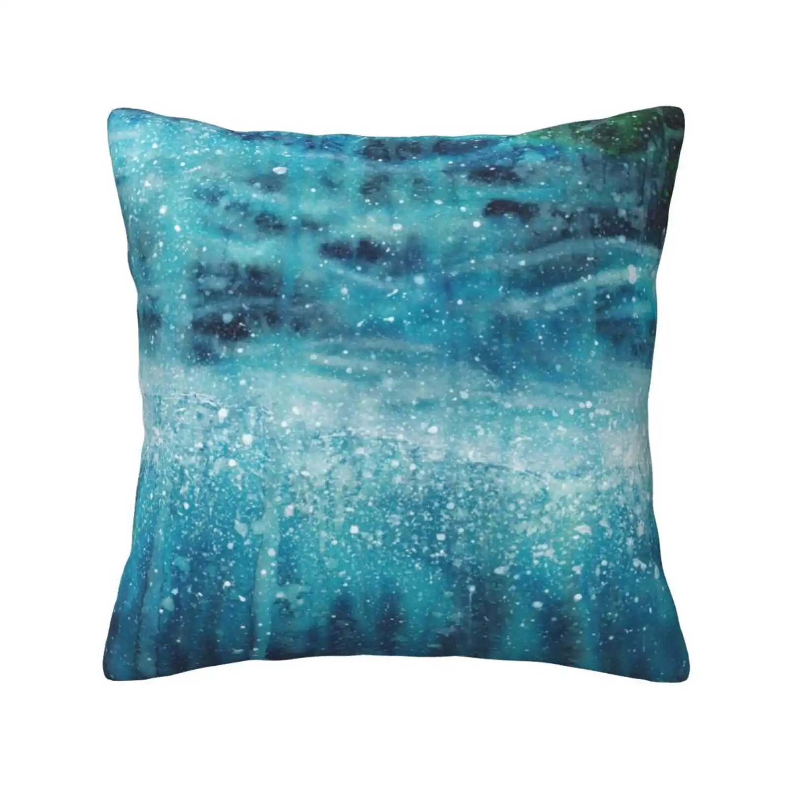 Underwater Throw Cushion Pillow Cover Bubble Blue Underwater H2O Save The Ocean Algae Waves Surf Whale Fish Shark Green Deep