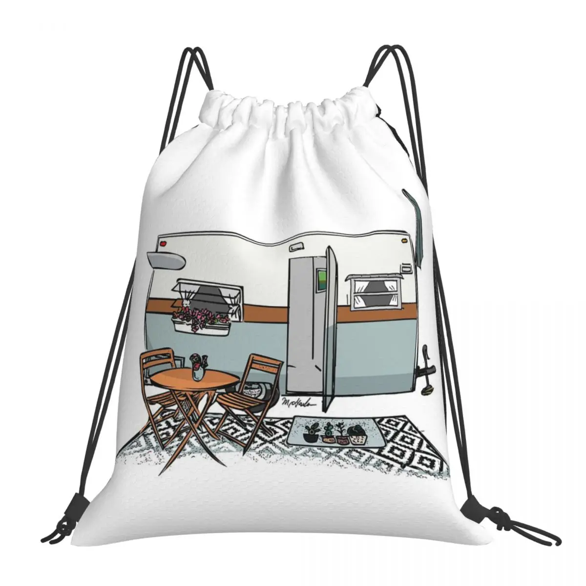 Yellow And Green Camper Backpacks Multi-function Portable Drawstring Bags Shoes Bag Book Bags For Man Woman Students