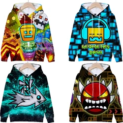 Geometry Dash 3D Hoodie Girls Casual Pullover Funny Angry Cartoon Children Sweatshirts Boys Tracksuit Hooded Tops Kids Clothes