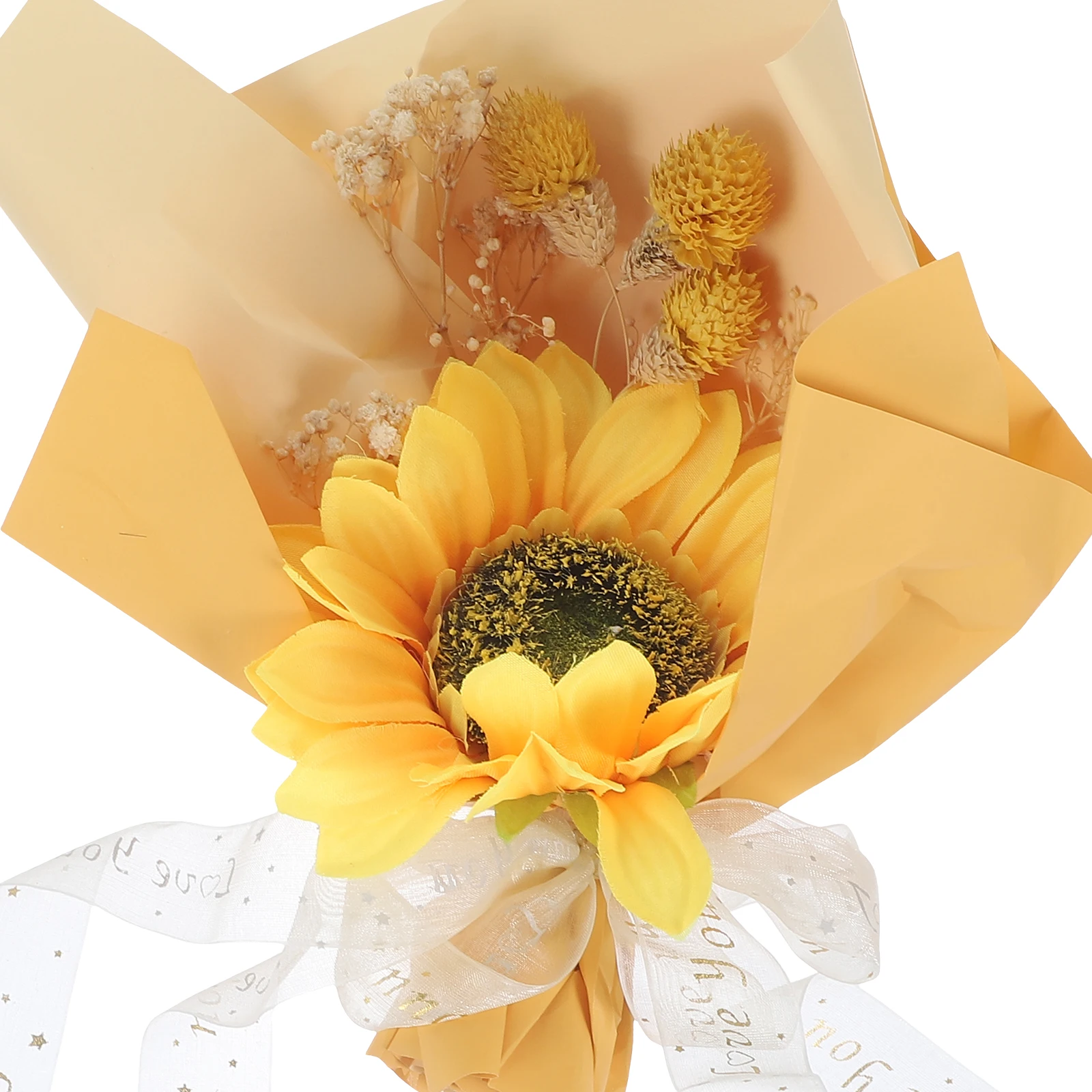 

Stylish Artificial Flower Bouquet Sunflower Fake Wedding Bridal Party Decor Vase Arrangement Realistic Leaves Centerpiece