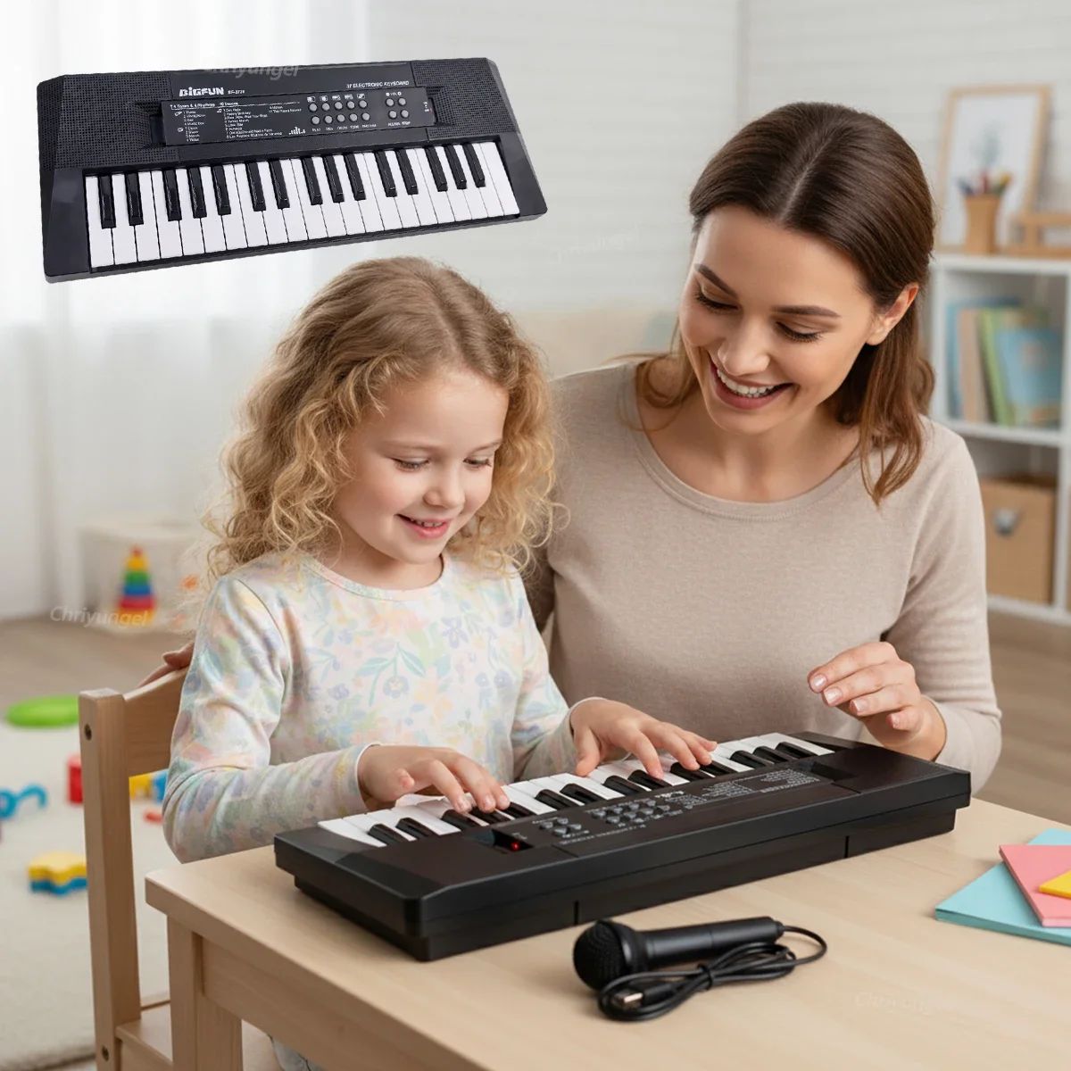 Chriyungel 37 teclas crianças teclado eletrônico piano com microfone instrumento musical brinquedos educativos presente para menino menina criança
