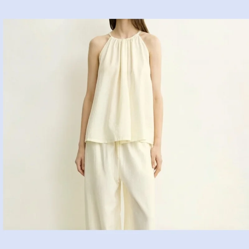 26 year new off shoulder hanging neck drawstring lace up blend fashionable multi neck flowing top