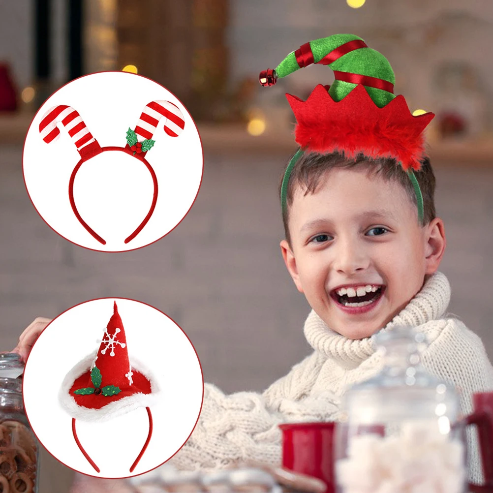 

5 Pcs Christmas Tree Hat Hair Accessories Headband Party Non-woven Fabric Elf Girls Holiday Headbands