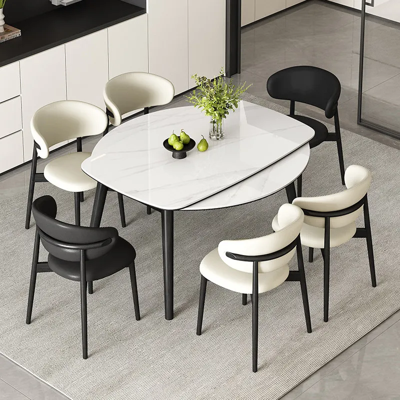 Mesa de comedor redonda nórdica, mesa de comedor minimalista de lujo para 6 personas, mesa de comedor multifunción para hostelería, muebles