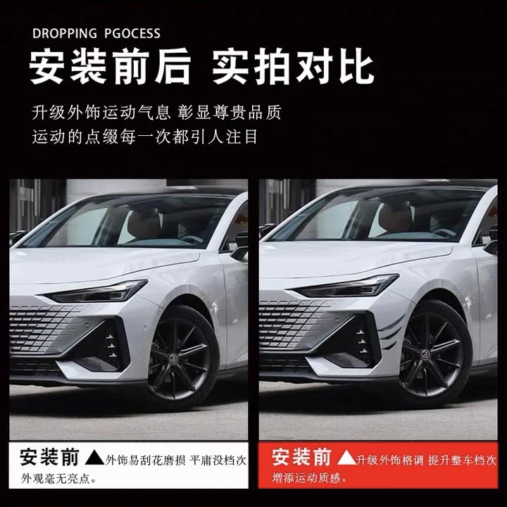 For Changan UNIV 2022-2024 6pcs Front Bumper Lip Decoration Diffuser Splitter Fins Body Spoiler Canards Car Tuning decoration