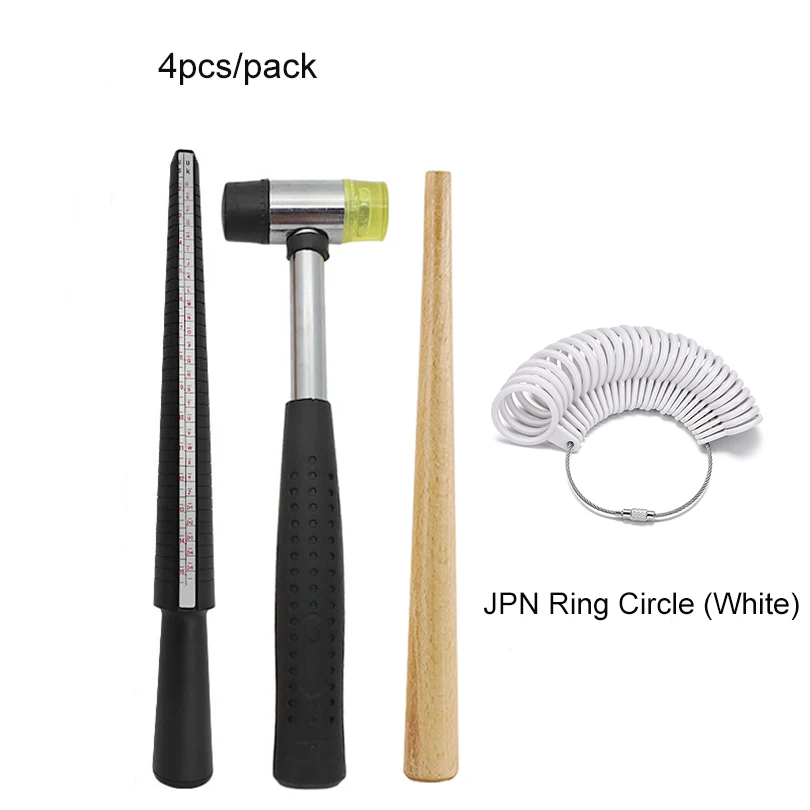 4pcs/set Mallet Head HK / US / EU / JPN Four Yard Ring Stick Jewelry Repair Kit Rubber Hammer Wood Ring Shaper Tool