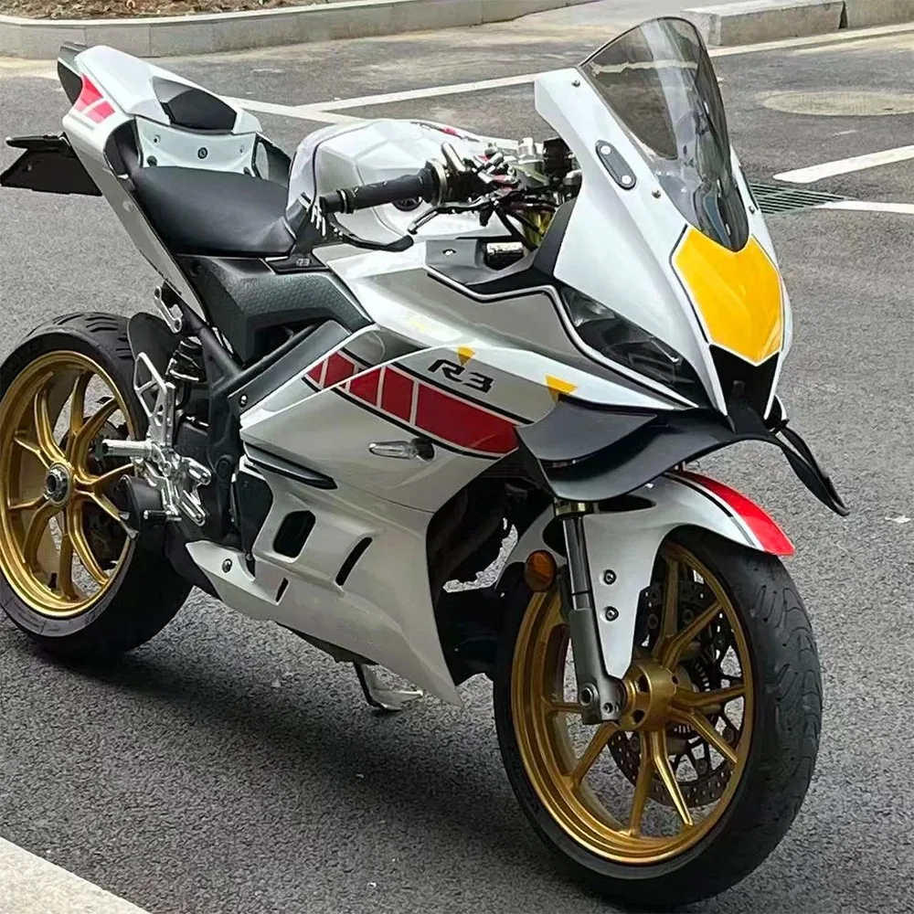 Motorcycle Front Spoiler Winglet GP Wing Aerodynamic Downforce Fairing Kit Compatible With Yamaha YZF R3 2021-2025