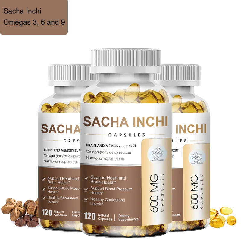 Organic iherb Source of Omegas 3, 6 and 9 Supplement Sacha Inchi Oil Capsules For Brain and Heart Health Essential Fatty Acids