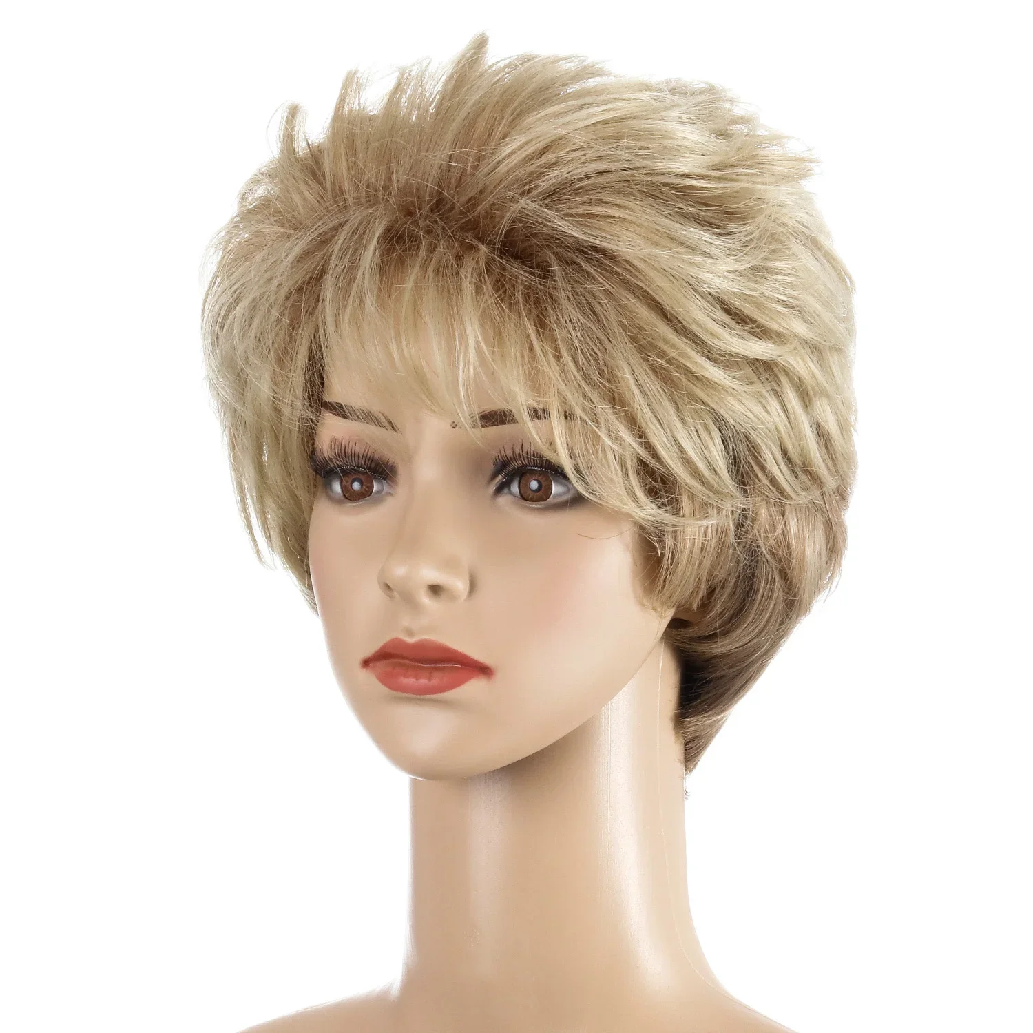 Female Short Blonde Curly Wig Short Curly Hair Wig for Women Short Fashion Sythenic Wigs with Bangs Costume Party Wig Daily Use