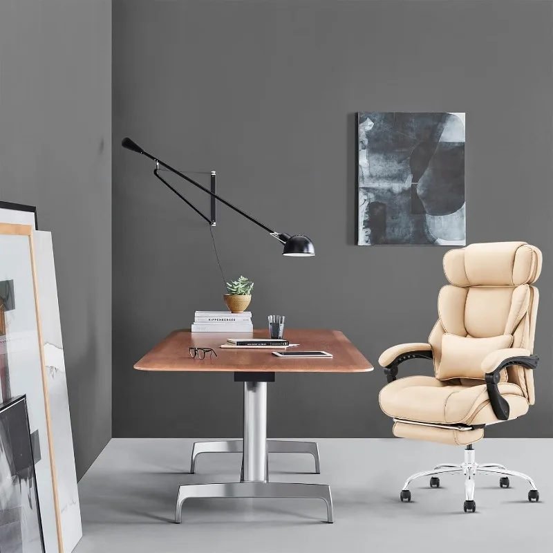 COLAMY Office Chair with Footrest, Ergonomic High Back Design Executive Computer Desk Chair with Removable Lumbar Pillow