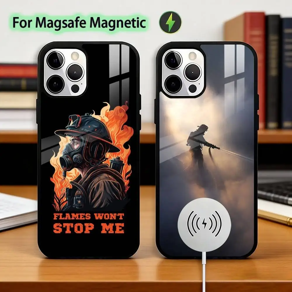 

F-Fireman Firefighter Phone Case For iPhone17,16,15,14,13,12,11 Plus,Pro Magnetic with Magsafe Wireless Charging