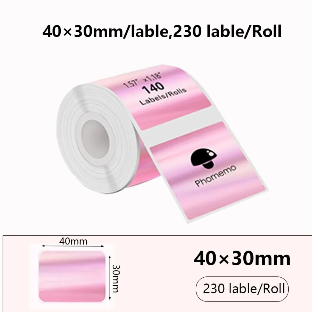 230pcs Portable Thermal Laser Label Paper 40x30 mm Waterproof Rectangular Label Tear-resistant Self Adhesive Printer Paper
