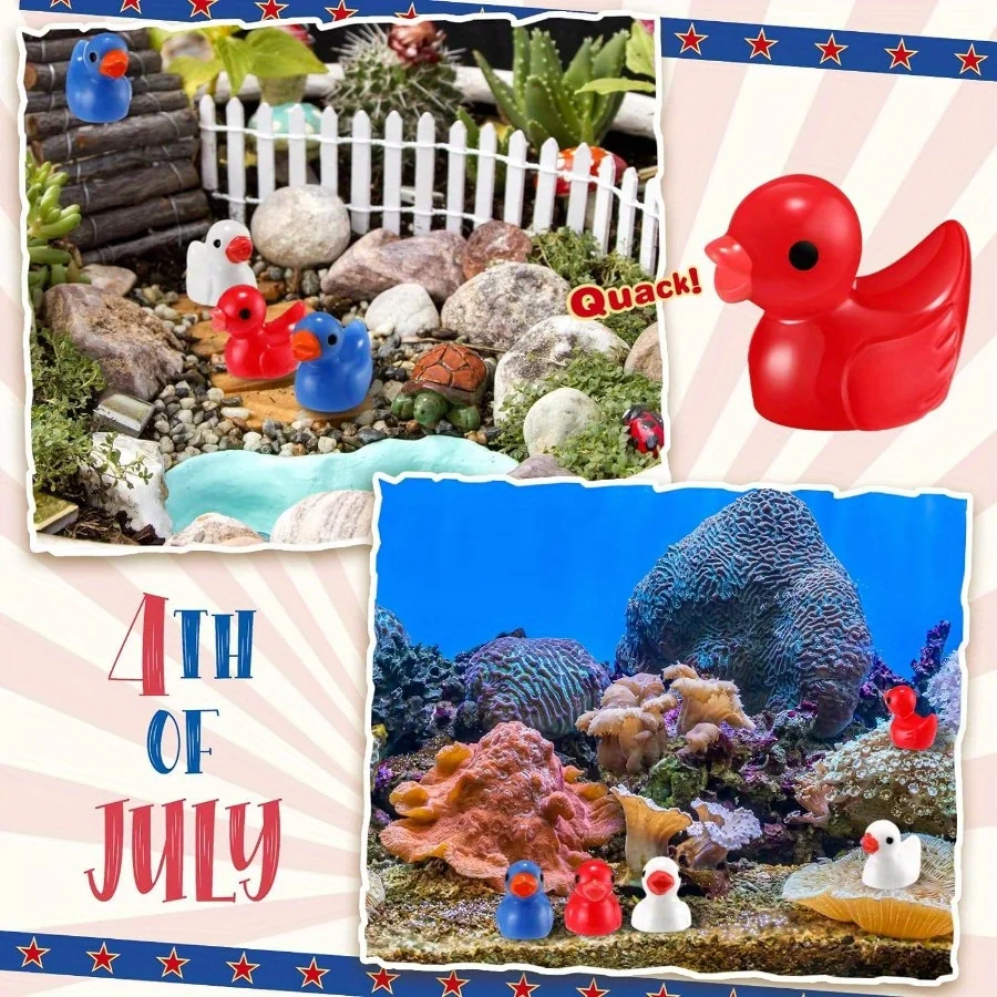 Independence Day Patriotic Ducks: Mini Resin Ducks in Blue, Red, And White - Perfect for Shower, Birthday, Or Memorial Day Gifts