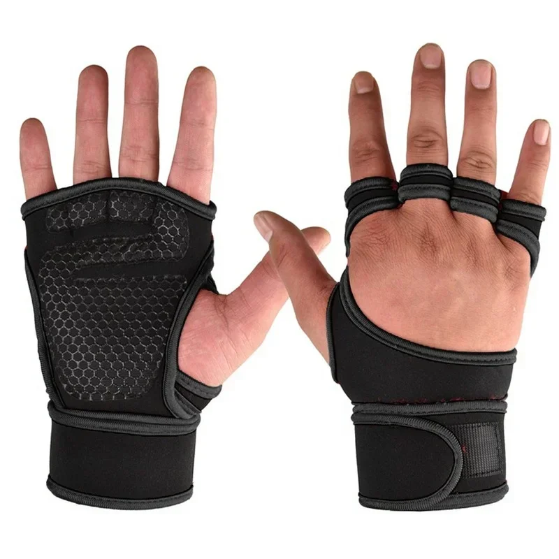 Brand New 1 Pair Weight Training Gloves Women Men Fitness Exercise Bodybuilding Gym Grip Gym Palm Protector Gloves