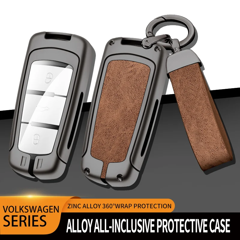 Leather Car Metal Key Case Cover for VW Volkswagen CC Passat CC B6 B7 Protection Key Shell Skin Bag Only Case Accessories view 3