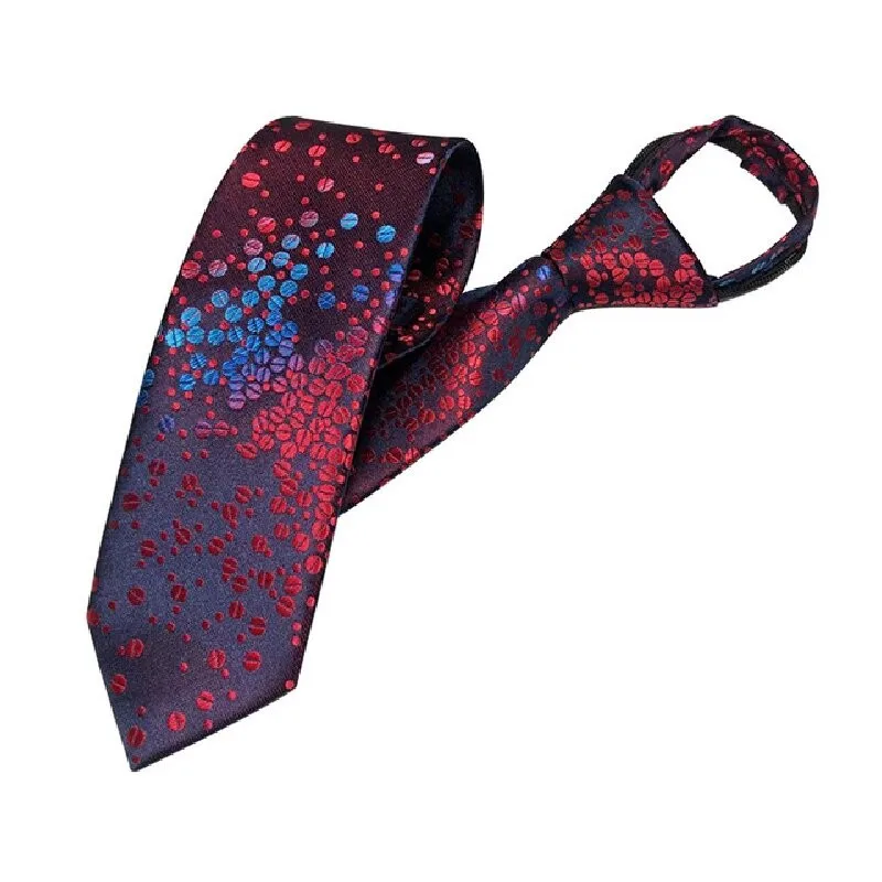 Men's Skinny Zipper Necktie 6cm Floral Plaid Polyester Quality Business Gentleman Lazy Ties Fashionable Clothing Accessories