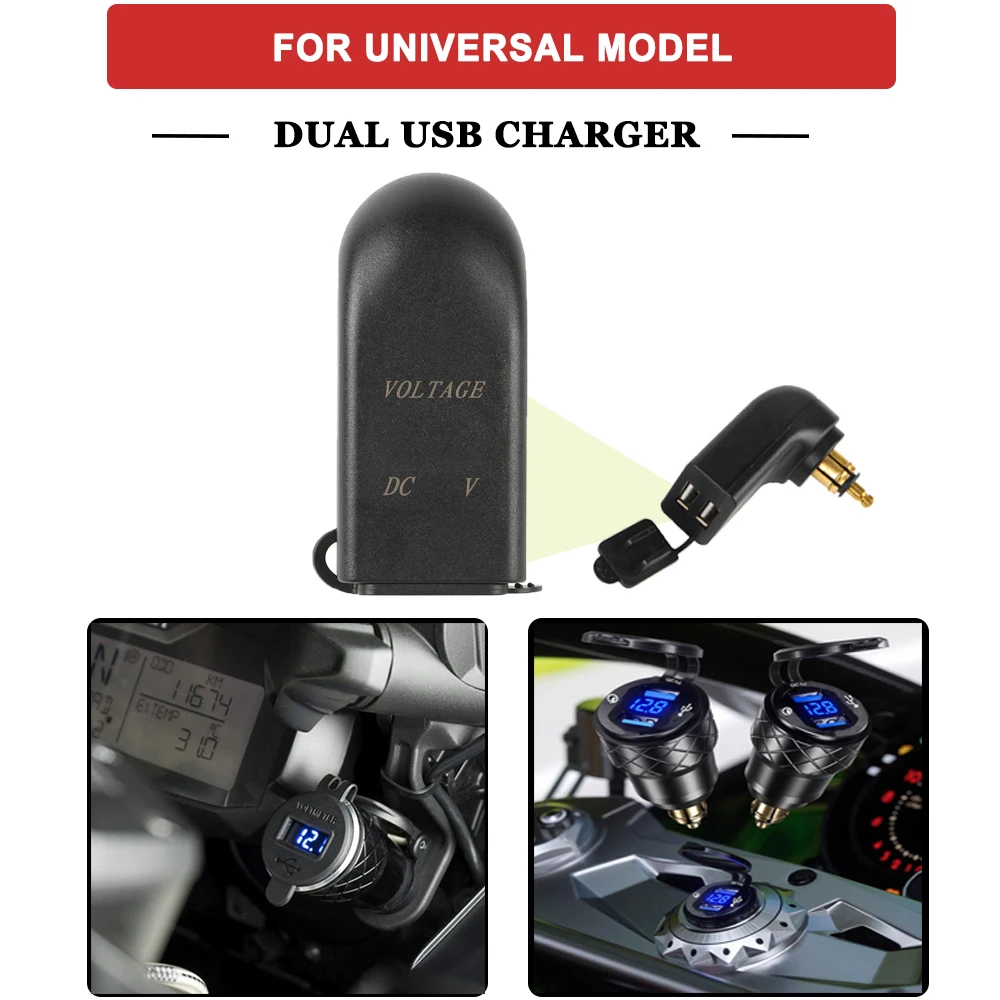 

Universal Dual USB Charger Power Adapter Socket Kit For Hella/DIN Motorcycle For BMW R1250GS R1200GS F850GS F800GS F GS 650 750