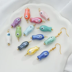 5 Pcs Hand-Painted Ceramic Fish Pendants: Adorable Animal Motif, DIY Jewelry, Necklaces, Earrings, Keychains