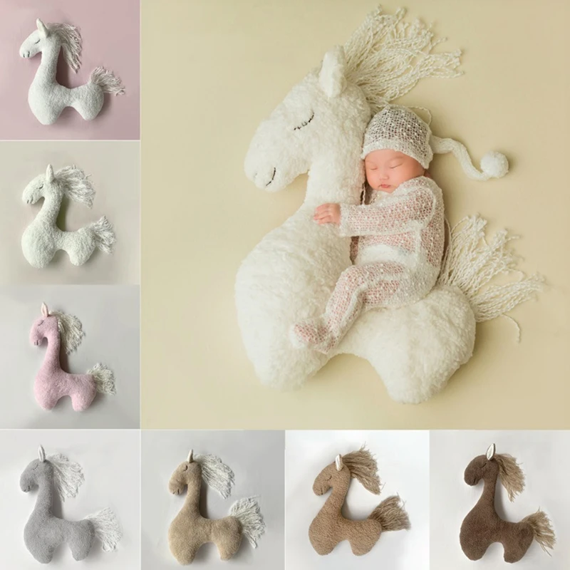 Newborn Photography Posing Pony Props Baby Photoshoot Cute Horse Doll Animal Infants Photo Shooting Toy