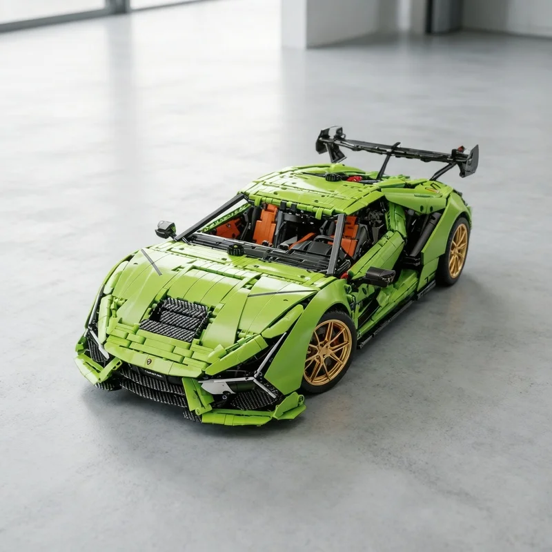 1:6 Technical APP Remote Control Super Speed Racing Lambo SVJ Hypercar Building Blocks Bricks Toys For Kids Christmas Gifts
