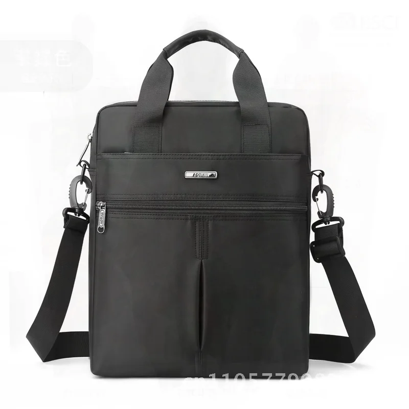 Aotian Large Capacity Business Briefcase for Men Casual Oxford Cloth Shoulder Crossbody Handbag Solid Color Waterproof Polyester
