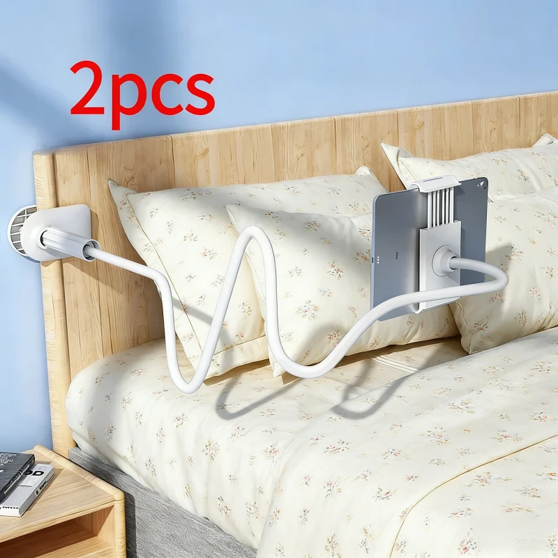 

2 шт. 128-сантиметровые подставки-держатели для телефонов и планшетов, поворотные на 360 градусов ° Гибкое крепление-зажим с длинными кронштейнами для устройств 3.5-6.7 дюймов на изголовье кровати