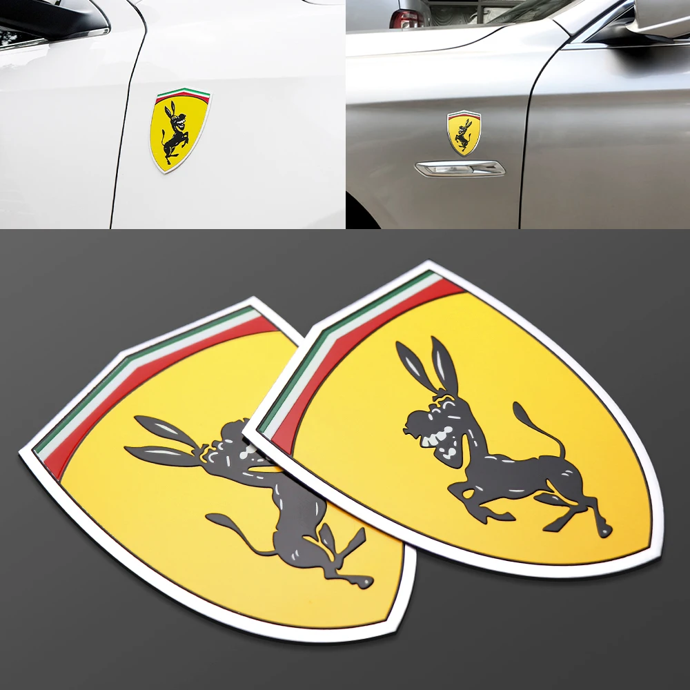 3D Aluminium Esel-Emblem Aufkleber Auto-Styling Karosserie Kofferraum Kotflügel Dekoration Aufkleber für Ferrari Auto-Modifikationszubehör