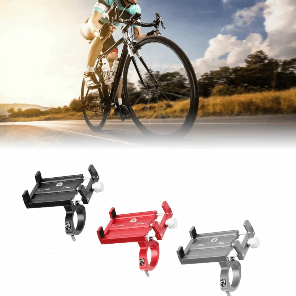 Aluminum Alloy Cycling Phone Mount Shockproof Strong Clamping Bike Phone Holder Adjustable for 3.5-6.2 inch devices 