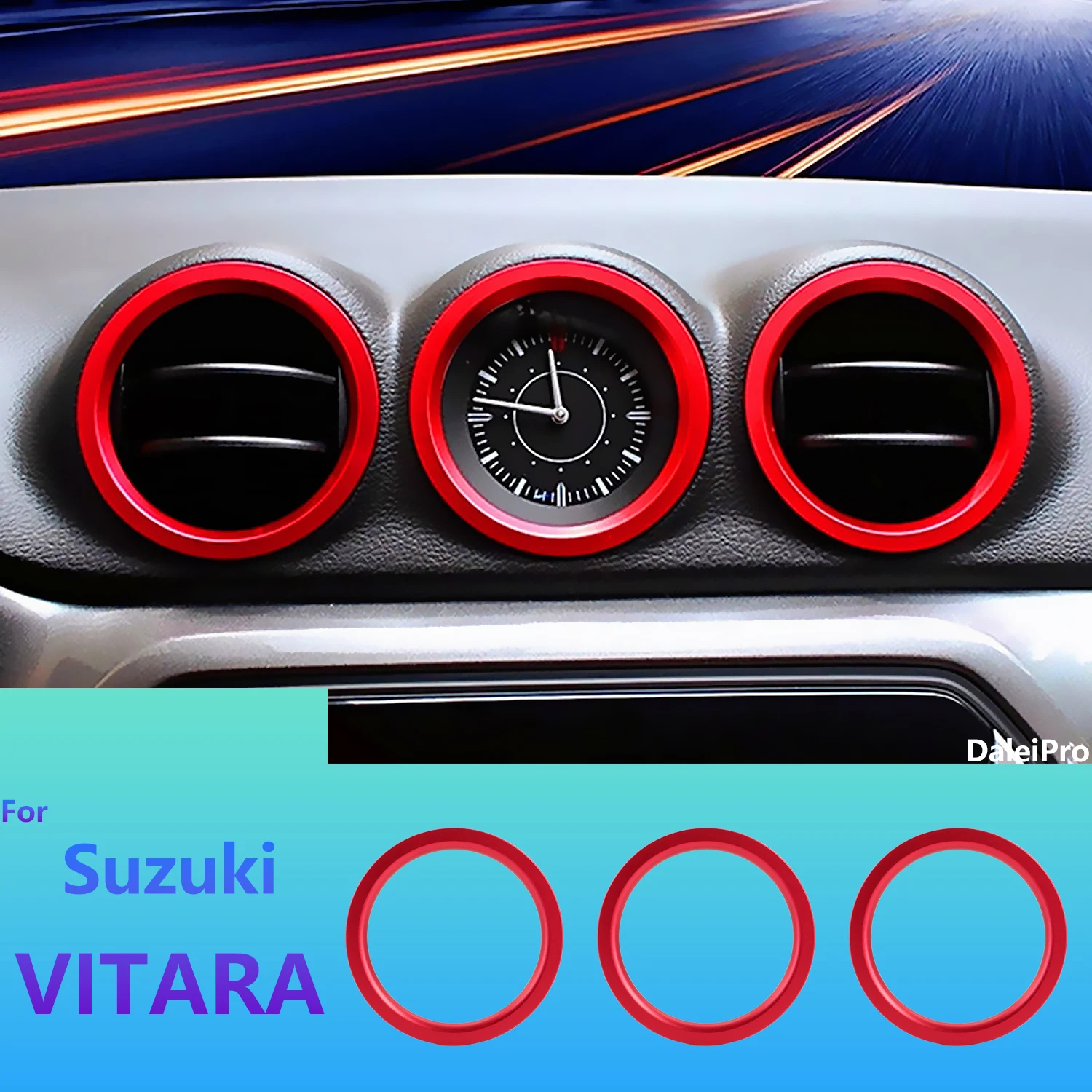Image of Für Suzuki Vitara 2015 2016 2017-2020 Air Vent Abdeckung Trim AC Outlet Abdeckung Ring Material Schutz Ring Innen zubehör