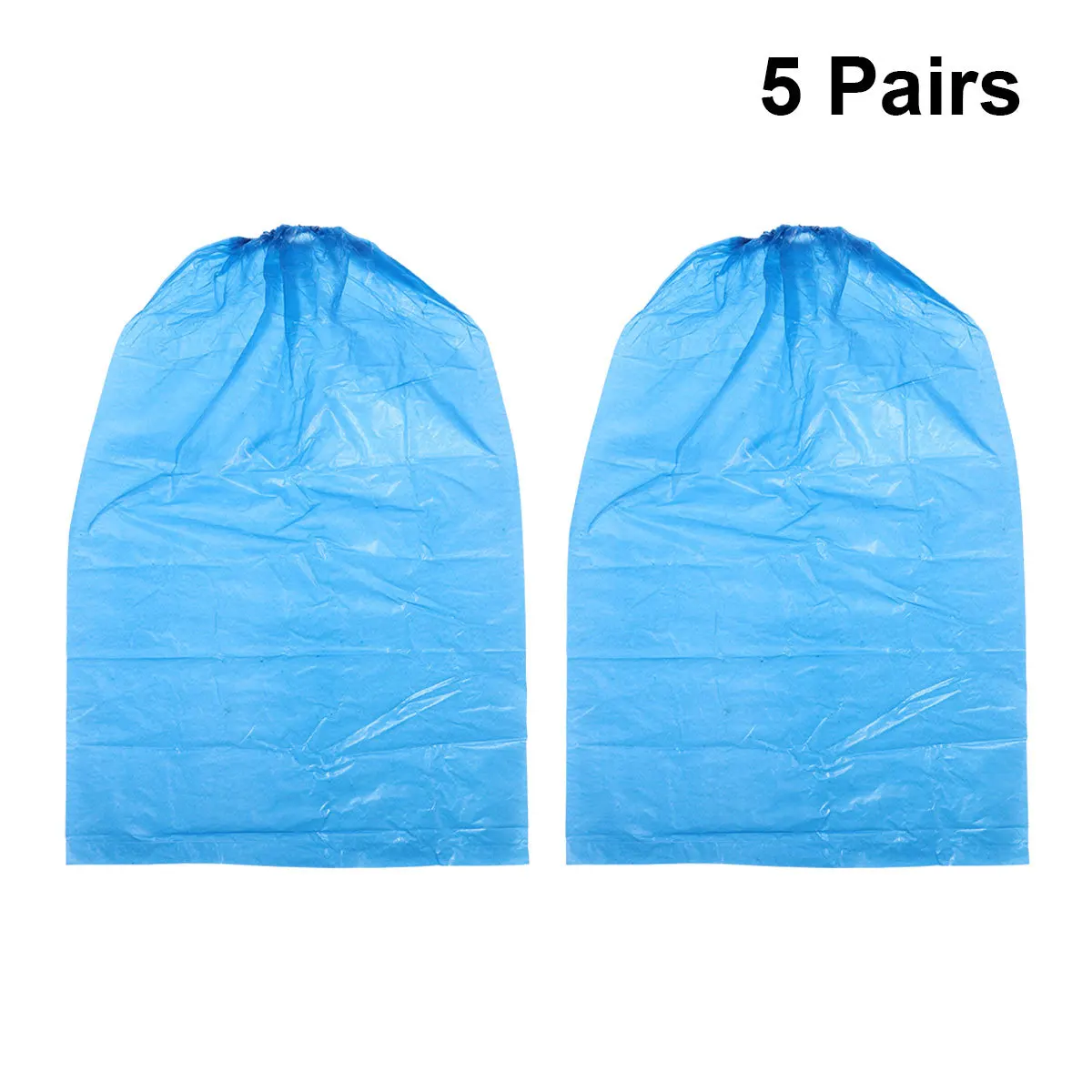 5 أزواج من أغطية الأحذية المقاومة للماء للاستعمال مرة واحدة، أغطية طويلة غير قابلة للانزلاق لحفلات السفر الداخلية والخارجية باللون الأزرق #3