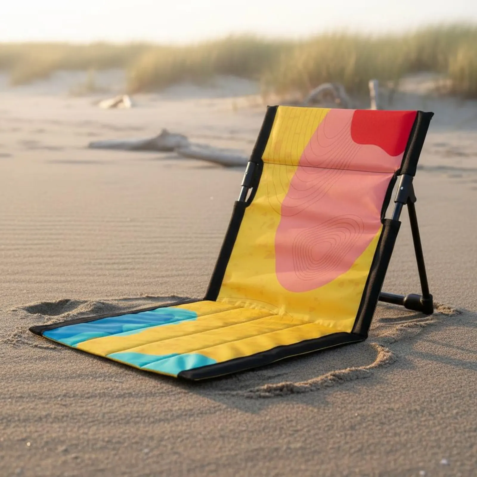 Folding Beach Chair Foldable Portable Ground Seat Backrest Floor Pad Lightweight Outdoor Furniture for Children, Camping