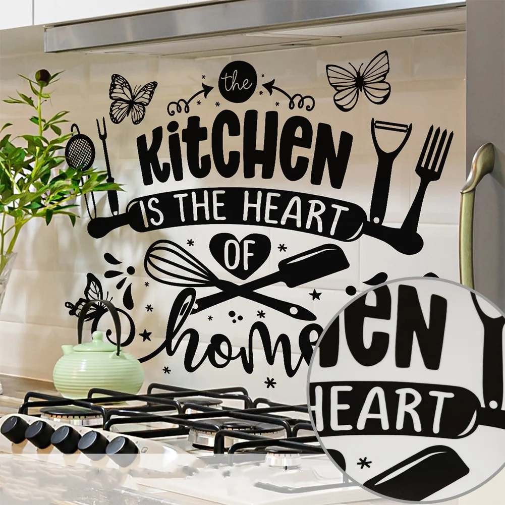 Black Kitchen Wall Sticker Easy Peel Wall Decoration Wall Sticker No Tools Required Modern Minimalist Versatile Application