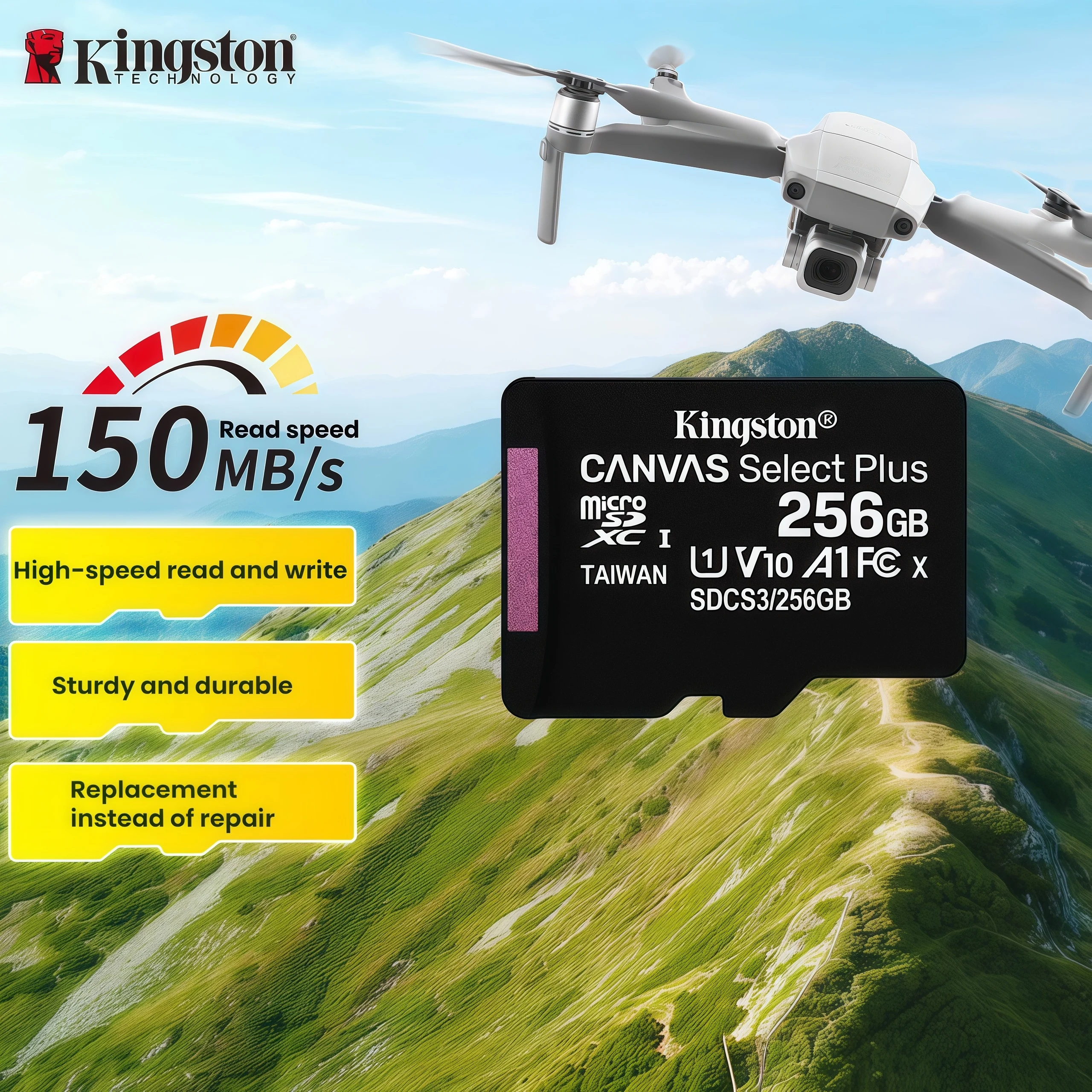 Tarjeta micro SD original KINGSTON, memoria compacta Flash microSD, memorias de 64 GB, 128 GB, 256 GB, 512 GB, 1 TB, tarjetas TF, unidad microSD SDXC