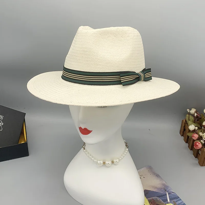 Hot Sale Five-point Grass Bow Flat Side Jazz Grass Top Hat Fine Hand Knitting High-end Straw Hat