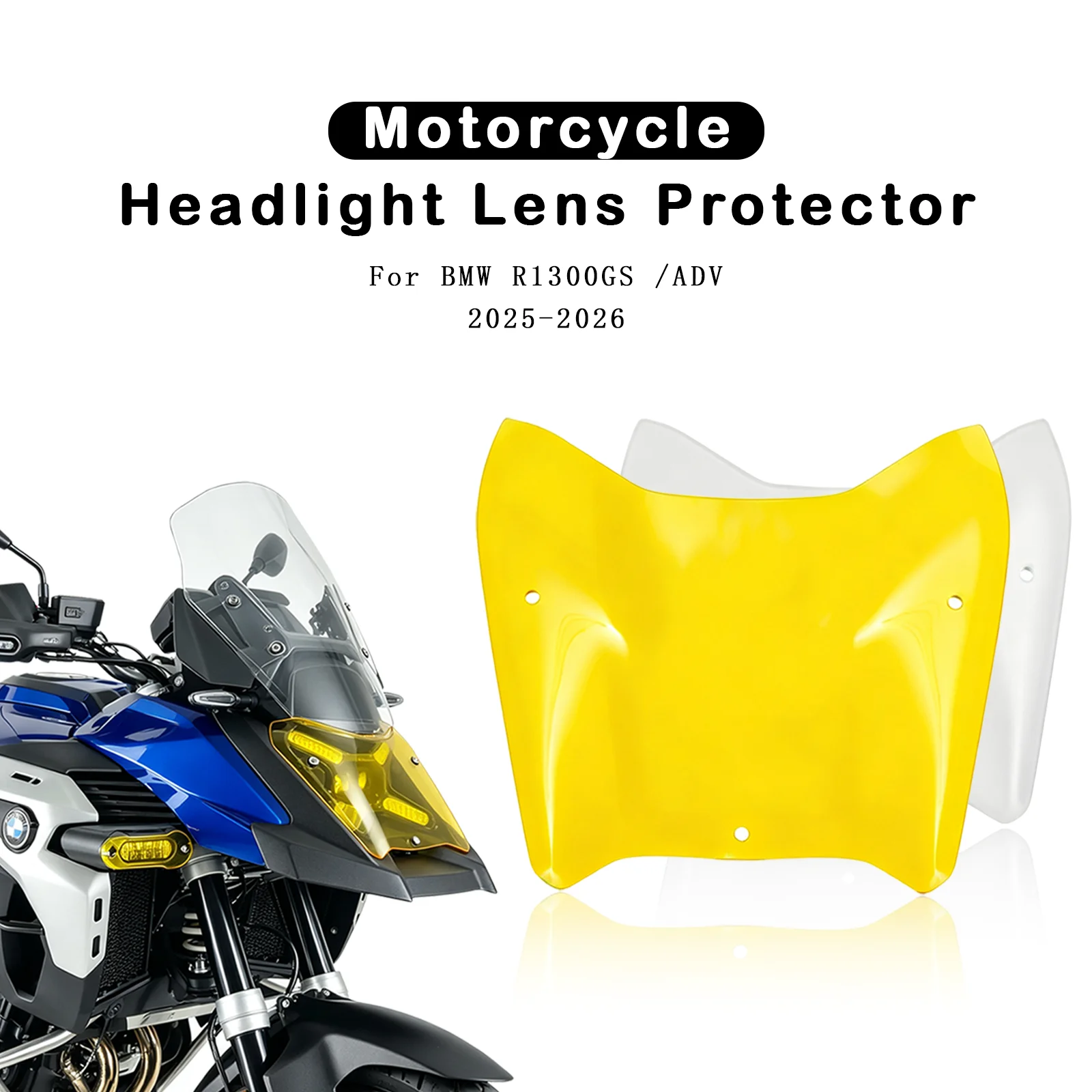 Motorcycle PMMA Headlight Lens Protector For BMW R1300 ADV R 1300GS Adventure 2025 2026 Yellow Clear Scratch Resistant