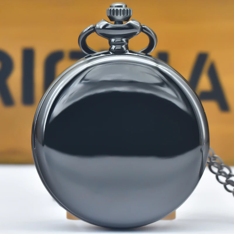 Классические модные Гладкие стальные полированные кварцевые карманные часы 37 см с цепочкой-брелком мужские Подвесные Подарки